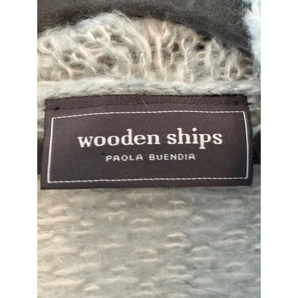 Wooden Ships Loose Knit Fuzzy Mohair Wool Blend Gray Open Front Sweater‎ XS/ S - Picture 5 of 9